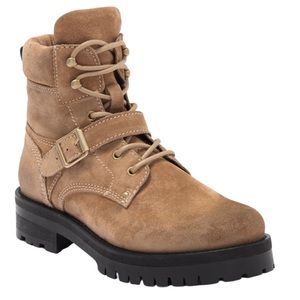 ALL SAINTS Combat Boots, Lace-up / Buckle Combo,  Suede Paulina NEW, Size EU 40